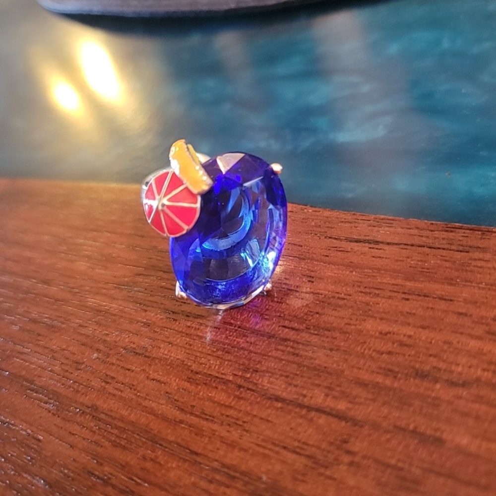 Blue Cocktail Ring, adjustable